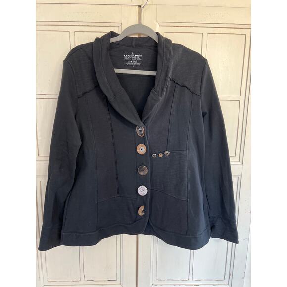 Neon Buddha size large black blazer jacket stretch knit - Picture 1 of 4